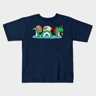 Sloth and Pug Riding a Dragon Kids T-Shirt